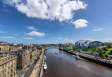 Looking down the Tyne River to the Quayside in Newcastle and Gateshead