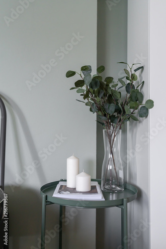 Cozy Bedside Corner With Green Spray Paint Finished On Metal Side