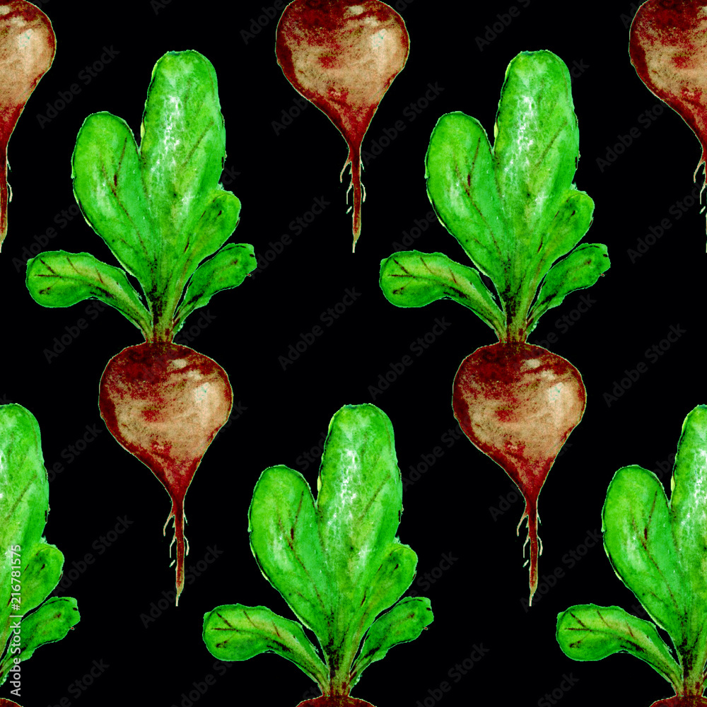 Watercolor Vegan Pattern. Seamless Hand Drawn Vegetables. Healthy Food ...