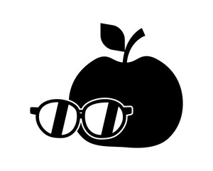 Canvas Print - black silhouette glasses apple fruit image vector icon logo