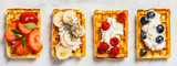 Fototapeta  - Traditional belgian waffles with whipped cream and fresh fruits 