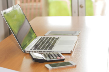 The computer is placed on the office desk.