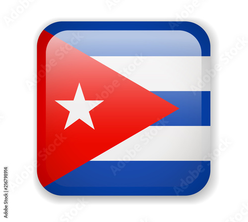 Cuba Flag. Bright Square Icon on a white background Canvas Print