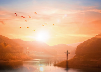 Wall Mural - the concept of salvation:the cross symbol of christian and jesus christ