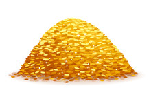 Pile Of Gold Coins On White Background