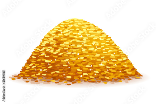 Fotomural Pile of Gold Coins on White Background