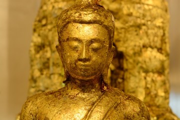 Golden buddha at Golden mount temple,This is the beauty of Buddhist temples in Bangkok.