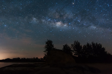 Wall Mural - milky way galaxy with stars and space dust. soft focus and noise due to long expose and high iso.