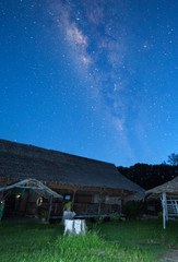 Wall Mural - Milky Way galaxy rise above Kudat, Malaysia sky. Starry and clear night sky. soft focus and noise due to long expose and high iso.