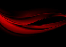 Abstract Smooth Red Waves On Black Background