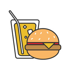 Poster - Burger and soda color icon