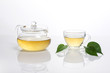 © dohee - asian tea set with leaf isolated white
