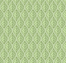  Geometric green leaves vector seamless pattern. Abstract vector texture. Leaf background.