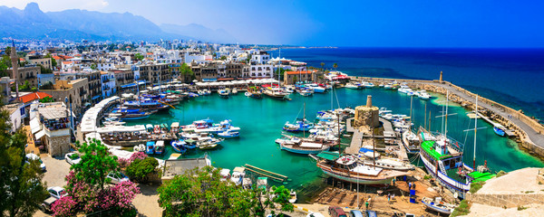 Wall Mural - travel in Cyprus - turkish part Kyrenia. View of old port