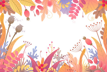 Wall Mural - Floral Frame with  Autumn Plants