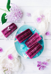 Wall Mural - Brombeer ombre Eis am Stiel mit griechischem Joghurt - Popsicles