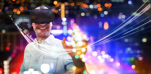 Poster - Composite image of man using an oculus