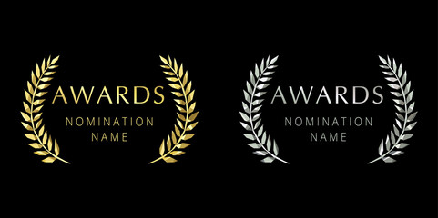 awards logotype set. isolated elegant abstract nominee emblem. first 1st and second place symbol. lu