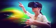 © vectorfusionart - Woman using a virtual reality device