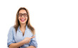 © Feodora - Cheerful woman pointing away with finger