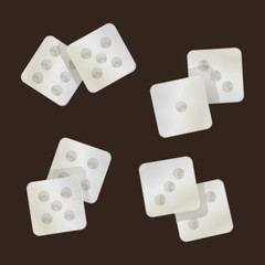 Wall Mural - gaming dice one over the other with the shadow. vector illustration on a brown background