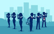 © Feodora - Vector of a business men and women searching for success looking on opposite directions.