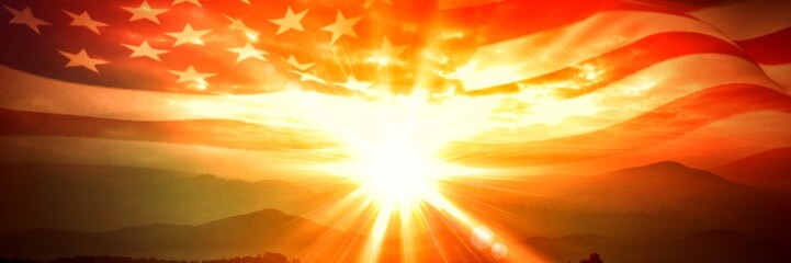 Poster - Composite image of digitally generated american flag rippling