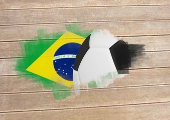 Poster - Composite image of black and white football