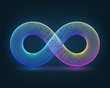 Neon sign of infinity on a dark background
