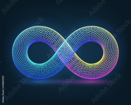 Fotografía Neon sign of infinity on a dark background