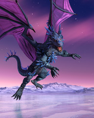 Wall Mural - Crystal Dragon Descends into Icy Landscape