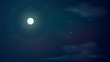 Vector background with night starry sky and moon, full moon