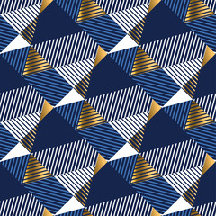 Wall Mural - geometric gold and blue luxury seamless pattern