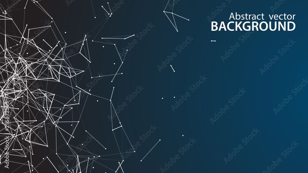 Abstract vector background. White background .Connecting dots and lines. Plexus effect. - obrazy, fototapety, plakaty 
