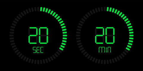 Poster - Stopwatch timer vector digital green countdown