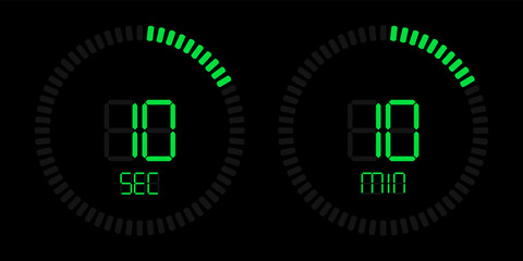 Poster - Stopwatch timer green digital time countdown