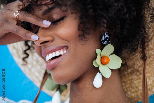 Close Up Of A Beautiful Black Woman Smiling Close Up Of A Beautiful Black Woman Smiling