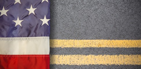 Canvas Print - Composite image of creased us flag