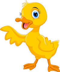 Wall Mural - cute duck cartoon waving