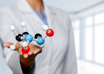Wall Mural - Molecular structure model in hand