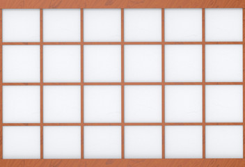 Fototapete - 3d rendering. modern asian style square wood frame on white paper wall background.