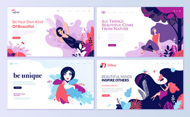 Wall Mural - set of web page design templates for beauty, spa, wellness, natural products, cosmetics, body care, 