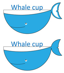 Wall Mural - cheerful whale on a children's cup whale-mug minimalist logo