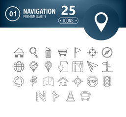 Poster - Set of 25 interface line icons suitable for web, infographics and apps