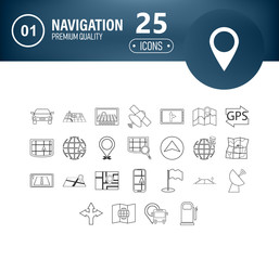 Poster - Set of 25 interface line icons suitable for web, infographics and apps