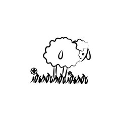 Poster - sheep on the grass icon in sketch style. Element of sheep for mobile concept and web apps illustration. Sketch icon for website design and development, app development