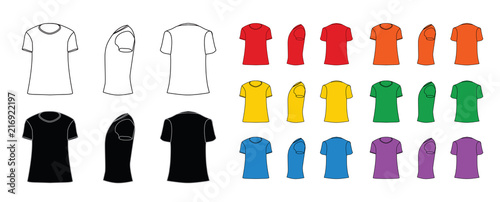 Download T Shirt Template Set Of Different Colors Cartoon Style Blank Shirts Front Side Rear Views Different Angles Vector Eps10 Illustration Stock Vector Adobe Stock