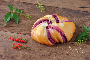 Wall Mural - delicious handmade bread food on old wooden