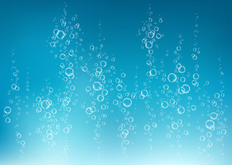 undersea blue fizzing air, water or oxygen bubbles vector texture.
