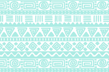 Wall Mural - Blue and white geometric background. Ethnic hand drawn pattern